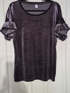 Old Navy Velvet Ruffle Sleeve Top - Grayish Purple